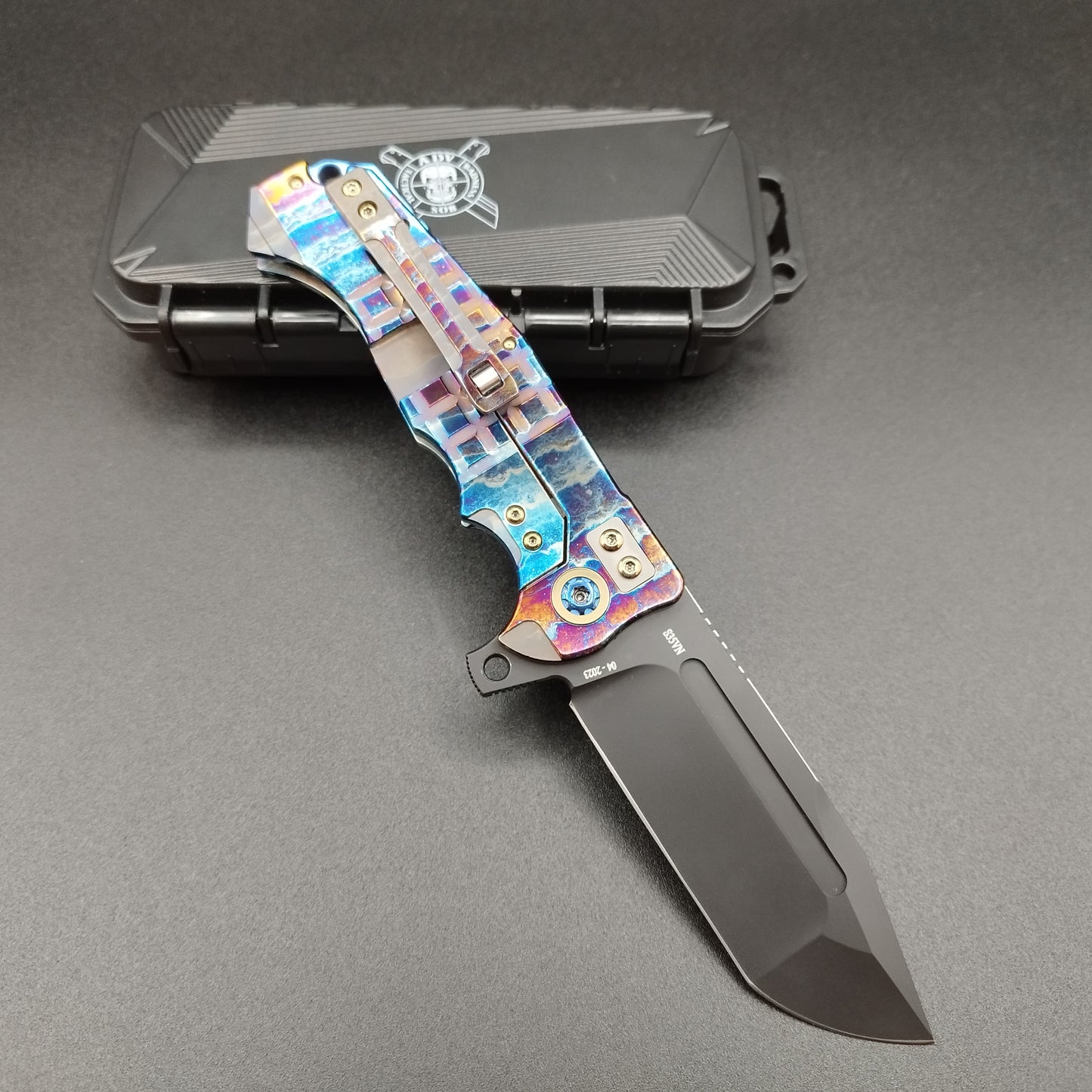 ADV Tanto Black ceracote, Acid Rain Frag Titanium, CPM S35VN