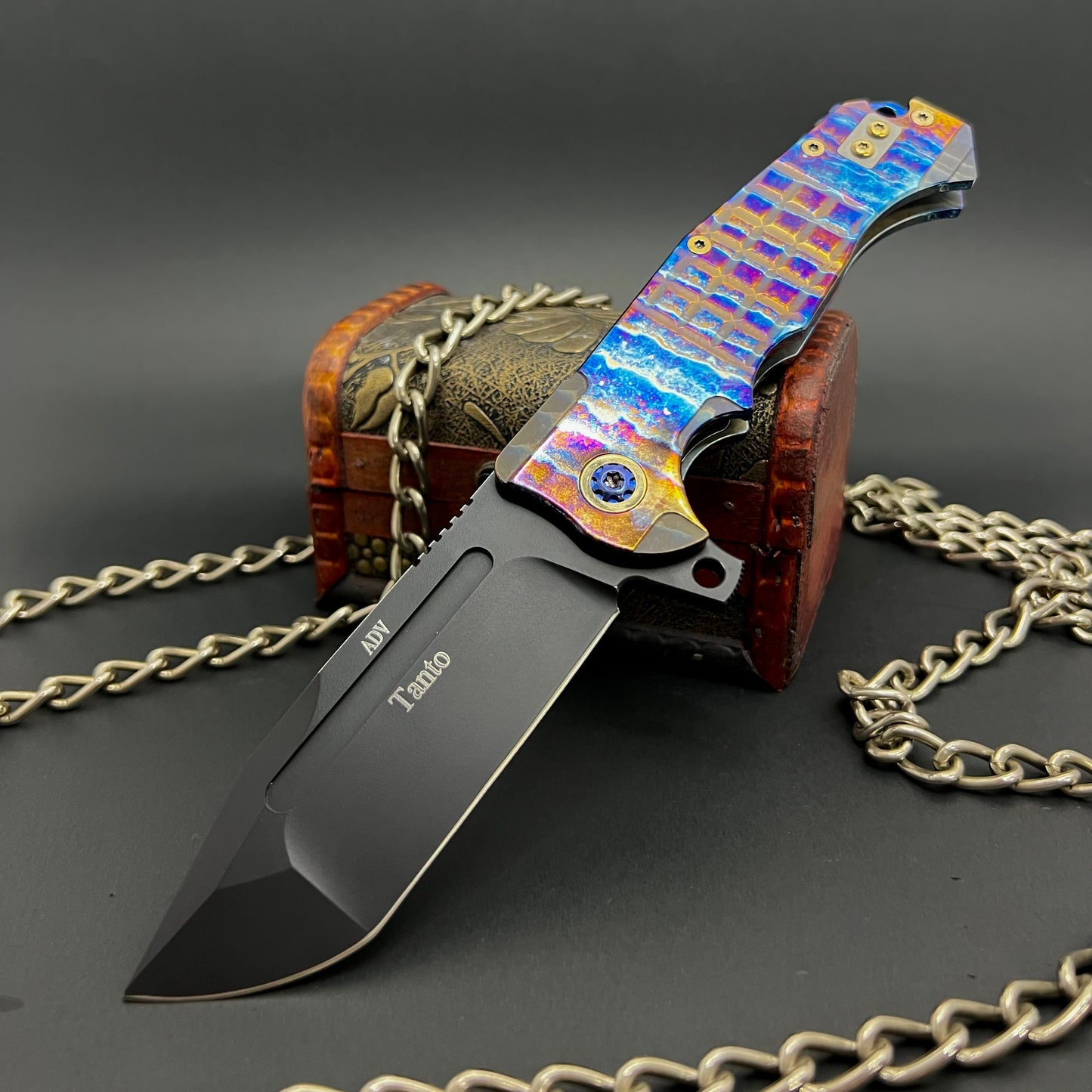 ADV Tanto Black ceracote, Acid Rain Frag Titanium, CPM S35VN