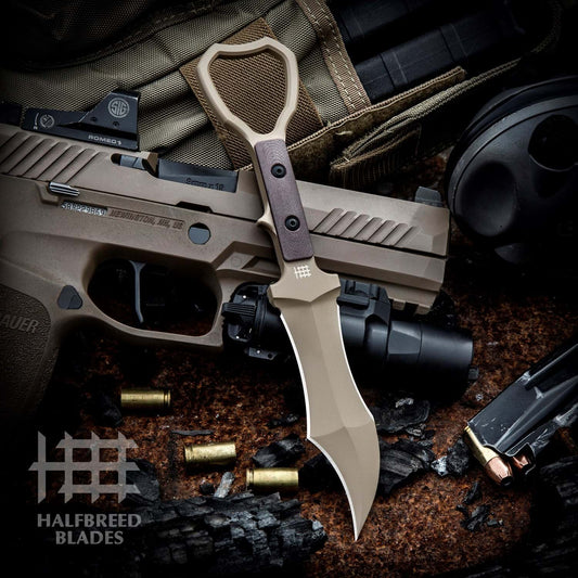 Halfbreed Blades CCK-03 Dark Earth DE Compact Clearance Knife - Tuhon Raptor K110/D2