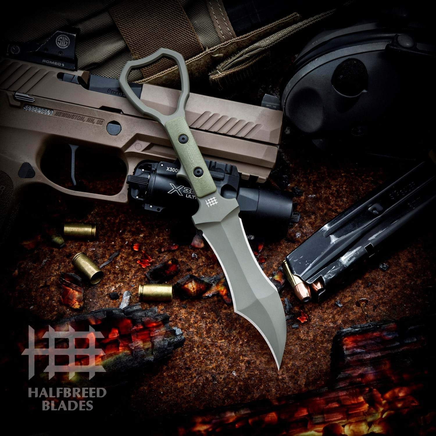 Halfbreed Blades CCK-03 Tuhon Raptor Ranger Green OD Compact Clearance Knife 1