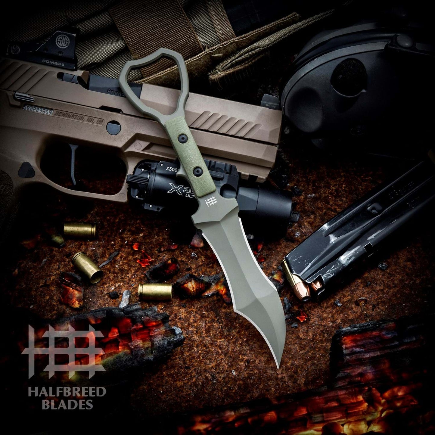 Halfbreed Blades CCK-03 Ranger Green OD Compact Clearance Knife - Tuhon Raptor K110/D2