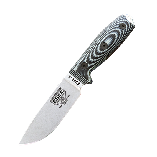 ESEE 4, Plain Edge, Grey/Black G-10 3D Griff, S35VN, 4P35V-002