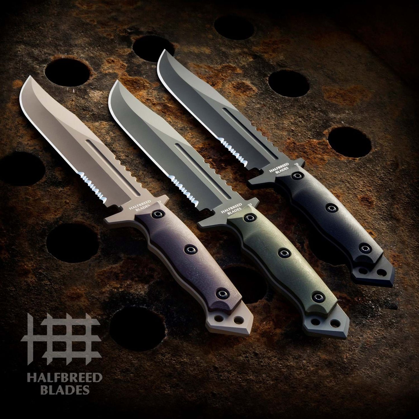 Halfbreed Blades LIK-01 Dark Earth DE Large Infantry Knife K110/D2