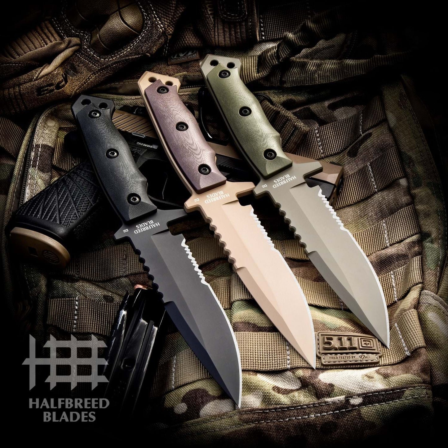 Halfbreed Blades MIK-03 Black Medium Infantry Knife K110/D2
