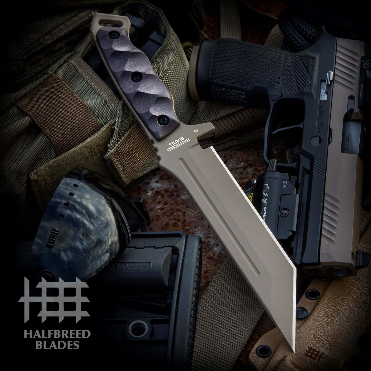 Halfbreed Blades MIK-05P Dark Earth DE Medium Infantry Knife K110/D2